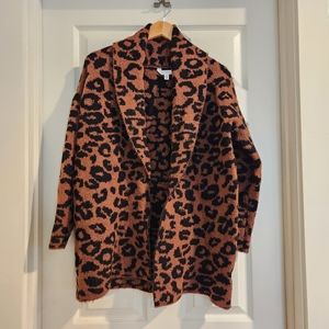 Time and Tru Leopard Cardigan